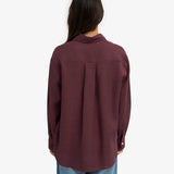 Linen Oversized Shirt - Oxblood Red