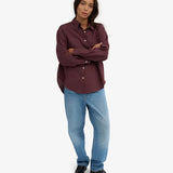 Linen Oversized Shirt - Oxblood Red