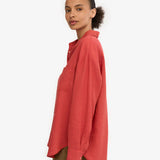 Organic Linen Oversized Shirt - Red Tangerine