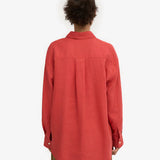 Organic Linen Oversized Shirt - Red Tangerine
