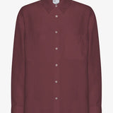 Linen Oversized Shirt - Oxblood Red