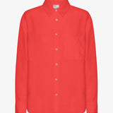 Organic Linen Oversized Shirt - Red Tangerine