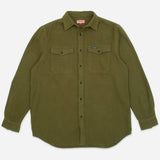 Notched Pocket Flannel Shirt - Olive