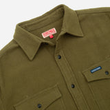 Notched Pocket Flannel Shirt - Olive