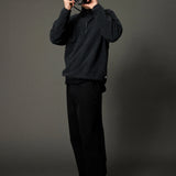 Elm Half Zip Sweatshirt - Dark Grey Melange