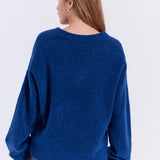 Halli V-neck Knit Top - Blue