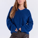 Halli V-neck Knit Top - Blue