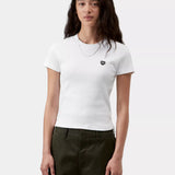 W' S/S Small Heart Patch T-Shirt - White / Black Nan