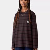 W' L/S Cardona Pocket T-Shirt - Cardona Stripe, Natural / Palisander