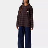 W' L/S Cardona Pocket T-Shirt - Cardona Stripe, Natural / Palisander