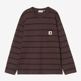 W' L/S Cardona Pocket T-Shirt - Cardona Stripe, Natural / Palisander