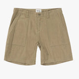 Worn Path Texured Linen Shorts - Olive