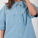 Kenzie Denim Shirt - Light Blue Stripe