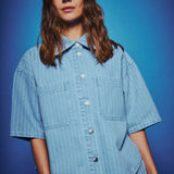Kenzie Denim Shirt - Light Blue Stripe