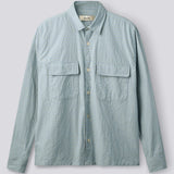 Lunar Relaxed Fit Textured Overshirt - Light Blue Check