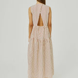 Linen maxi dress - Red Stripes