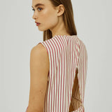 Linen maxi dress - Red Stripes