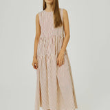 Linen maxi dress - Red Stripes