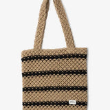 Sol Stripe Crochet Tote Bag - Black