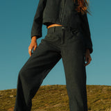 Pinstripe Cropped Jacket - Indigo