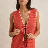 Gigi Knit Vest - Red