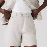 High Baggy Shorts - Crystal Gray Linen