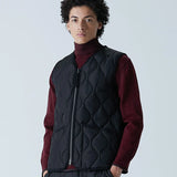 Military Zip V-Neck Down Vest - D.Choco