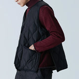 Military Zip V-Neck Down Vest - D.Choco