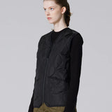 Military Zip V-Neck Down Vest - D.Khaki
