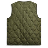 Military Zip V-Neck Down Vest - Olive