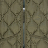 Military Zip V-Neck Down Vest - Olive