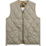Military Zip V-Neck Down Vest - L.Mocha
