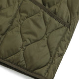 Military Zip V-Neck Down Vest - Olive