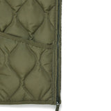 Military Zip V-Neck Down Vest - Olive