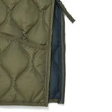 Military Zip V-Neck Down Vest - Olive
