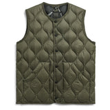 Military Crew Neck Down Vest - Olive