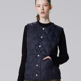 Military Crew Neck Down Vest - Olive