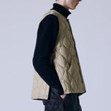 Military Crew Neck Down Vest - Olive