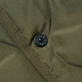 Military Zip V-Neck Down Vest - Olive