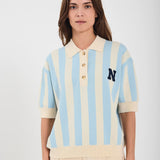 Varsity Knit Polo - Light Blue Stripe