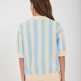 Varsity Knit Polo - Light Blue Stripe