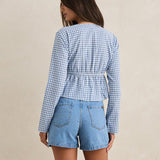 Lola Check Long Sleeve Top - Blue