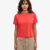 Organic Boxy Crop Tee - Red Tangerine