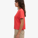 Organic Boxy Crop Tee - Red Tangerine