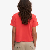 Organic Boxy Crop Tee - Red Tangerine