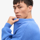 Oversized Merino Wool Crew - Pacific Blue