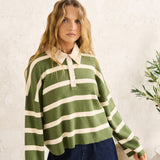 Rugby Polo Knit Sweater - Olive
