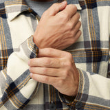 Singi Flannel Overshirt M - Chalk White-Dark Navy