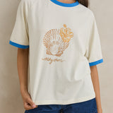Sunrise Seashell Ringer Tee - White
