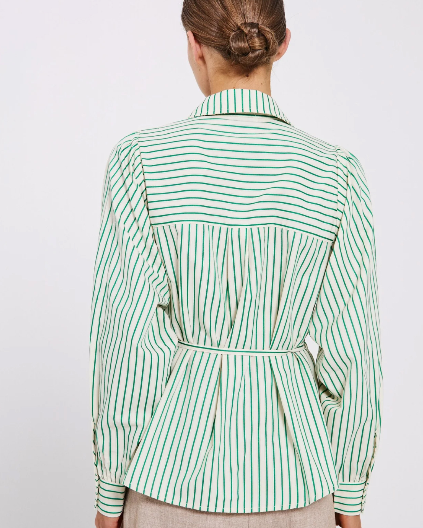 Skjorta Linna - Bright Green Stripe